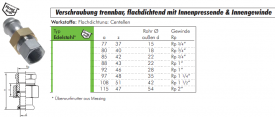 Verschraubung trennbar, flachdichtend mit Innenpressende & Innengewinde, Edelstahl, alle Größen